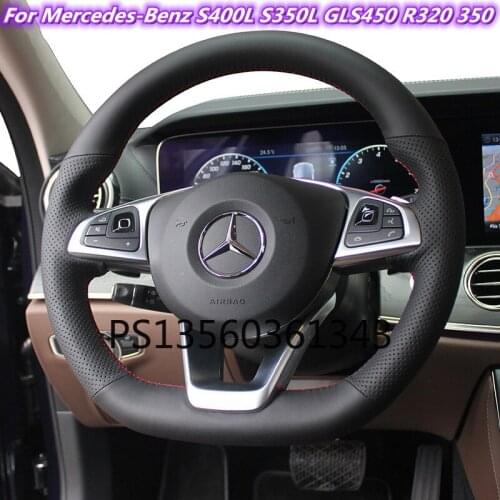 Suitable for Mercedes-Benz C E-Class A-Class G S-Class AMG GLE GLC GLS GLB GLA hand-stitched leather suede steering wheel cover