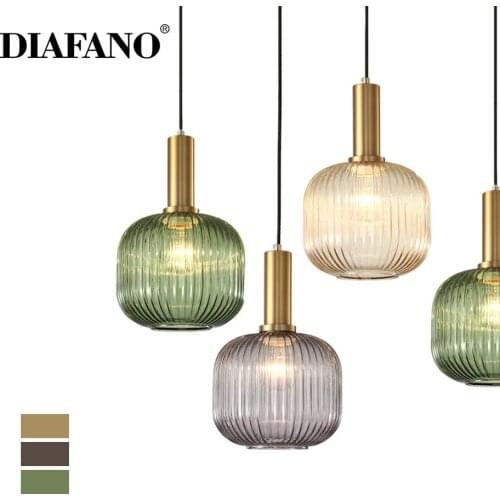 Nordic restaurant pendant light gray/green/Cognac glass modern hanging lamp E27 bedroom living room kitchen suspension luminaire