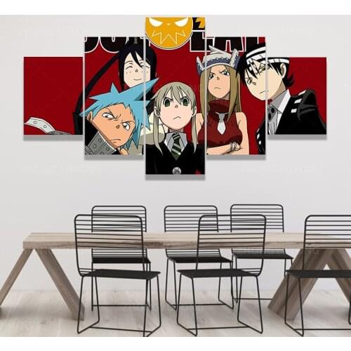 Soul Eater Poster 5 Pieces Manga Anime Posters Wall Art Pictures For Living Room Framework Artwork