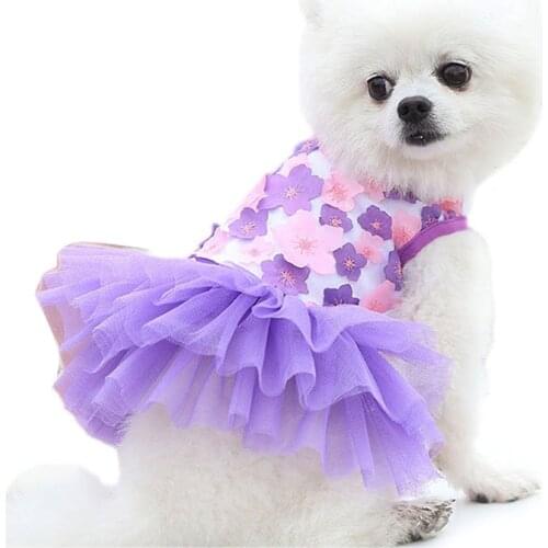 On Sale Pet Dress For Dog Little Small Pink Purple Puppies Animal Cat Tutu Wedding Party Skirt Clothes For Chihuahua