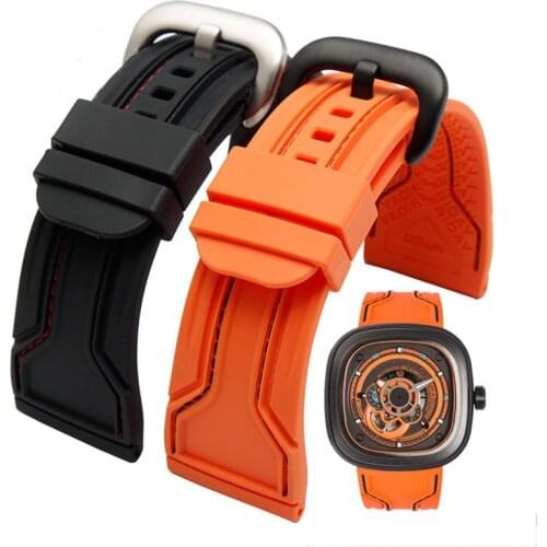 28mm waterproof silicone with pin buckle watch strap for men and women adapts to seven friday strap accessories