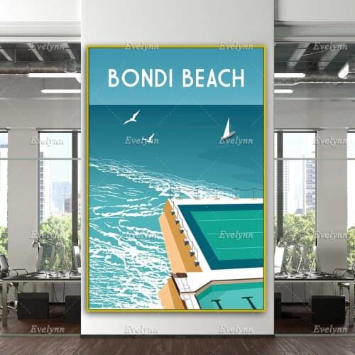 Bondi Beach Travel Retro Poster, Australia Wall Art, Bondi Beach Poster, Australia Travel Print, Home Decor Canvas Unique Gift