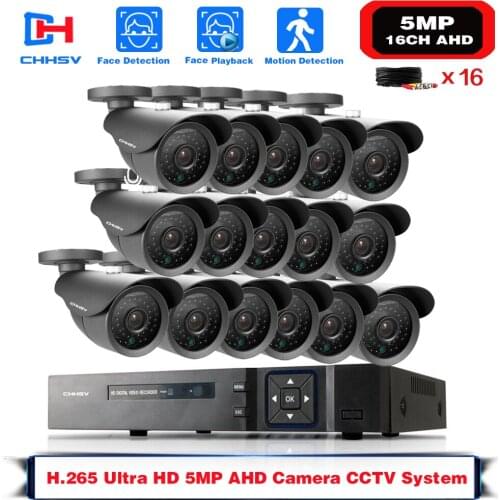 CCTV Security System 16CH HDMI 5mp DVR System 16x1000TVL IP66 Indoor Outdoor Camera System Kit 16CH Video Surveillance Set