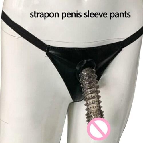 Strapon Dildo Sleeves Pants Adult Sex Toys For Men Women Penis Cock Sleeve Lesbian Erotic Strap On Reausable Condom