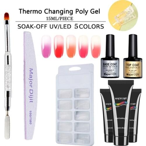 Thermo Chameleon Poly Nail Gel Set LED UV Gel Varnish Nail Polish Art Kit Quick Building For Nails Extensions Hard Gel uv gel