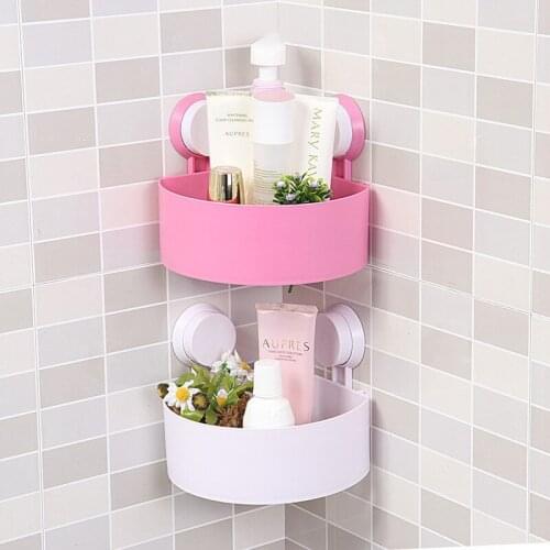 Bathroom Corner Storage Rack Organizer Shower Wall Shelf with Suction Cup Home Corner Kitchen Bathroom Shelves WY418