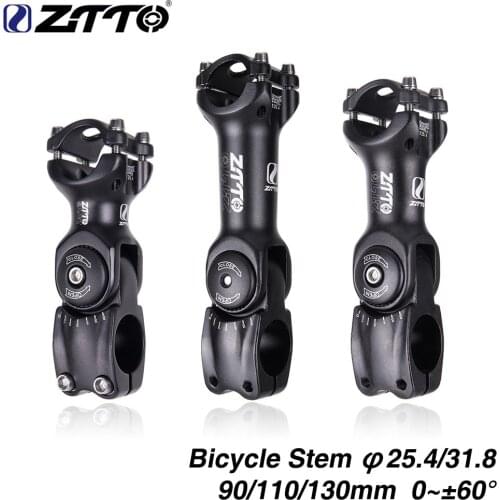 ZTTO Bicycle Stem MTB Road City Bike Bicycle Adjustable Stem 31.8mm 25.4mm 60 Riser 90 110 130mm Fiting For XC Bicycle Parts