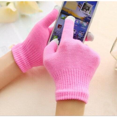 Women Warm Gloves Winter Colorful Touch Screen Phone Gloves for Girls Knitted Five Fingers Wrist Gloves