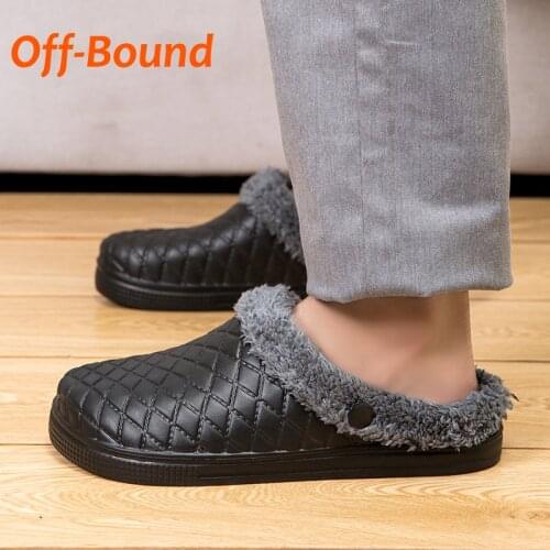 Off-Bound Winter Men Women Slippers Men Waterproof Indoor Fur Plush Furry Warm Slippers House Bedroom Loafers Home Couple Shoes