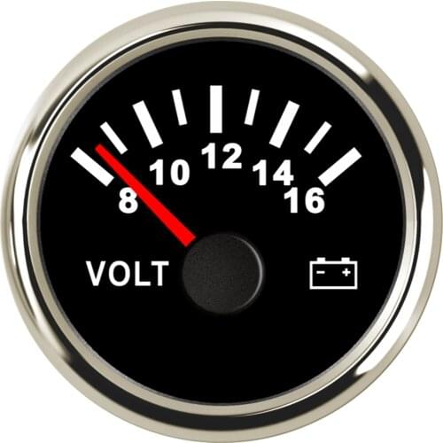 1pc 8-16v Pointer Type Volt Meters 52mm Waterproof Volt Gauges Black Voltage Meters for Auto Boat Truck Generating Units Engines