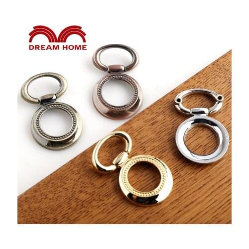 10 Pcs Antique vintage ring handle drawer Chinese style American small antique hand-pulling variety, yellow red