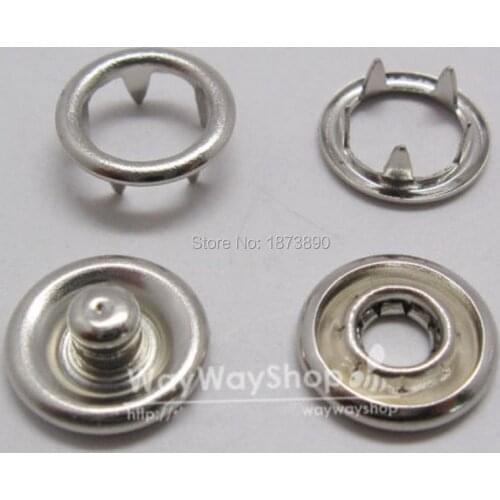 150 Sets 1/2'' 11.5mm Open Ring No Sew Snap Fastener press stud Nickle