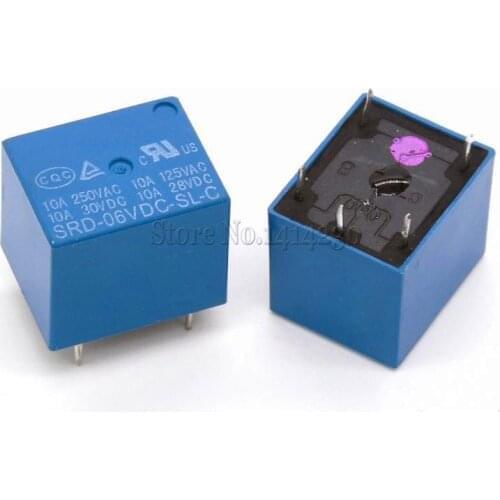 2Pcs 6V DC Power Relay SRD-06VDC-SL-C T73-6V SRD-6VDC-SL-C 5Pin PCB Type In stock