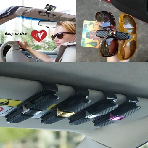 2 PCS Car Accessories Interior Car Glasses Case Auto Sun Visor Glasses Holder Sunglasses Clip Card Holder Eyeglasses Accessories