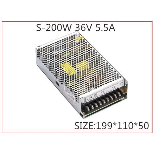 200W 36V 5.5A Single Output Switching power supply for Monitor Display LED Strip light AC-DC S-200-36