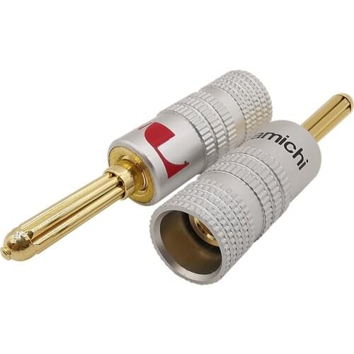 4Pcs Gold-plated Banana Connector 4mm Banana Male Plug Speaker Audio with Screw Lock Plugs Jack 4mm Binding Post Connector