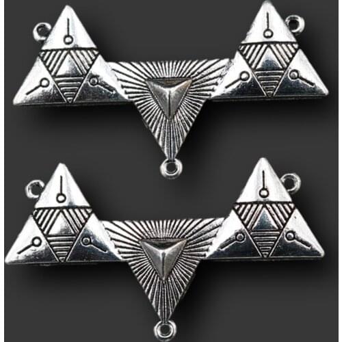 WKOUD 6pcs Silver Color Triangle Combination Charm Necklace Bracelet DIY Metal Alloy Connector For Jewelry Making A1638