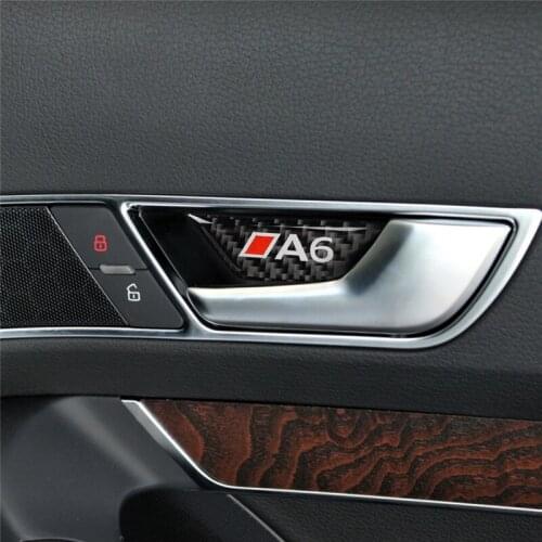 Mutips Accessories for Audi A6 2005-2011 Carbon Fiber Door Handle Auto Sticker Bowl Trim Cover Frame Car Interior Decoration