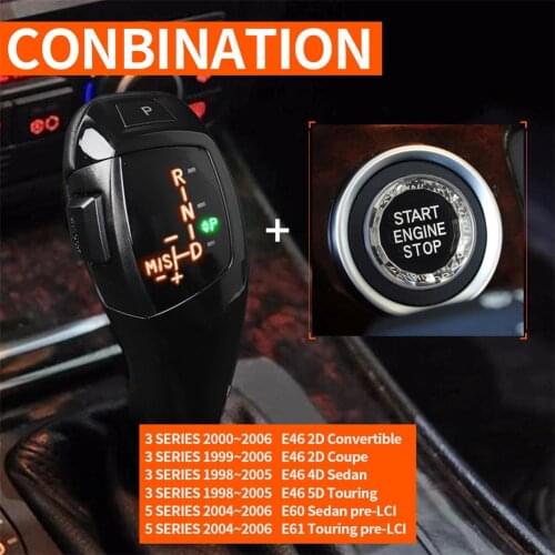 Car Auto LED Shift Knob Gear Handle Crystal Button Car Tuning Accessories For E46 E60 E61 Car Decoration