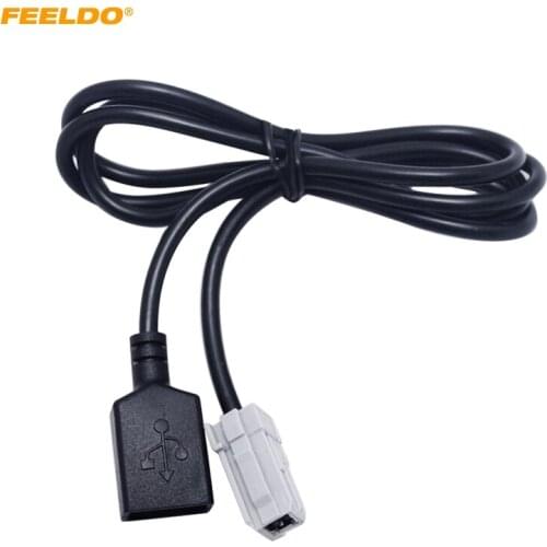 FEELDO 10Pcs Car Aux Audio Input Media Data Wire Original Plug To USB Adapter Conector For Toyota RAV4 EZ Verso Camry