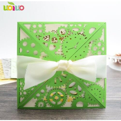 Free shipping 50set inc71Wedding Invitations Laser Cut Invitation Card for Wedding Party Gold Paper Hollow Birthday Invitations