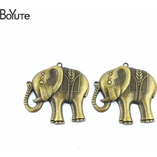 BoYuTe (10 Pieces/Lot) 68*65MM Vintage Zinc Alloy Elephant Pendant Antique Bronze Plated Metal Charms Jewelry Accessories Parts
