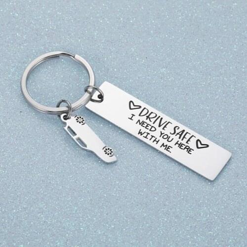 Engrave Keychain Keyring Drive Safe I Need You Here with Me for Couples Men Women Jewerly Gift Key chains