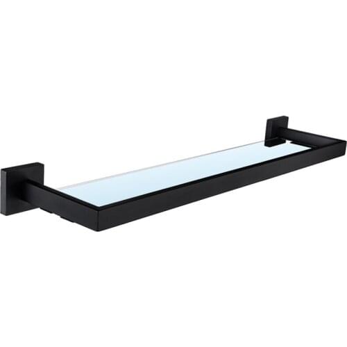 Stainless steel black non-perforated glass shelf bathroom toiletries shelf toilet platform shelf