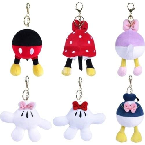 Disney 13cm Mickey Minnie Daisy Donald Cute Cartoon Plush Dolls Toys Keychain Pendant Kids Birthday Gift