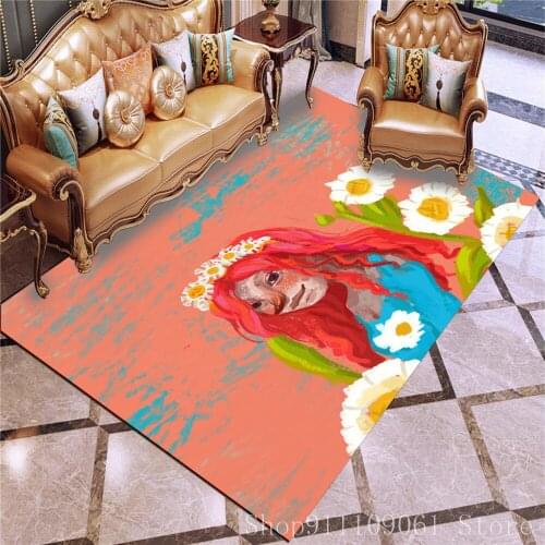 Flower Girl Pattern 3D Print Carpets Living Room Floor Mats Bedroom Large Carpets Kids Room Crawl Floor Rug Hallway Doormat