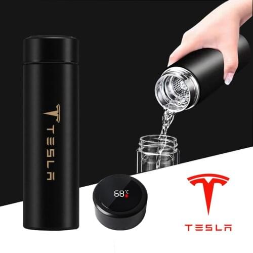 For Tesla Model 3 Model X Model Y Car Accessories Display Vacuum Flasks Travel Car Soup Coffee Mug Thermos Water Bottle