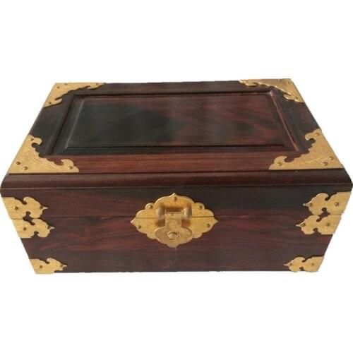 Double high-grade mahogany red wood jewelry box wedding gift wrapping copper storage box wholesale Favorites