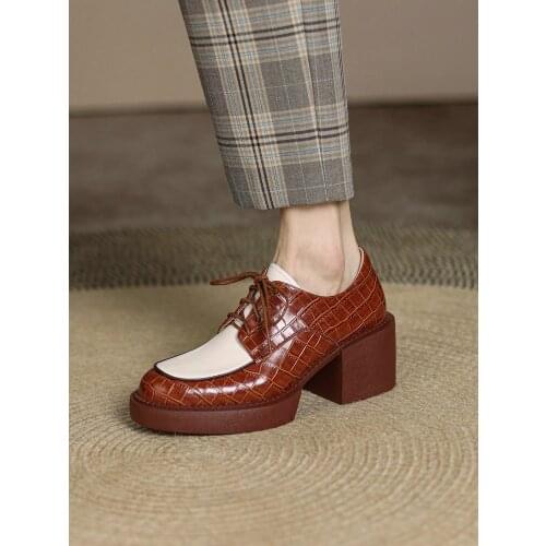 EshtonShero Spring Platform High Heels Shoes Female Sexy Leather Black White Womens Heels Round Toe Party Pumps Women