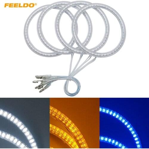 FEELDO 4X100mm Auto SMD Angel Eyes Light Halo Rings DRL For Volvo S40 Headlight 3-Color #HQ5272