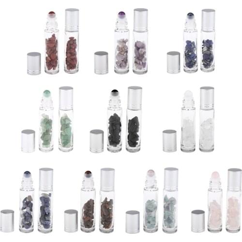 10ml Roll on Bottles Clear Glass Empty Bottles 2 Pieces with Metal Cap Roller Ball Massage for Essential Oils, 8.5x1.5cm