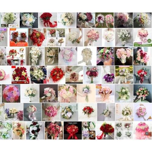 Customized wedding gift Crystal Roses Pearl Bridesmaid Purple Royal Blue Wedding Bouquet Bridal Artificial Silk Flowers Decorati