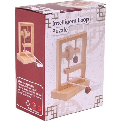 Classic IQ Wooden Rope Puzzle Brain Teaser Loop Puzzles Game for Adults Children