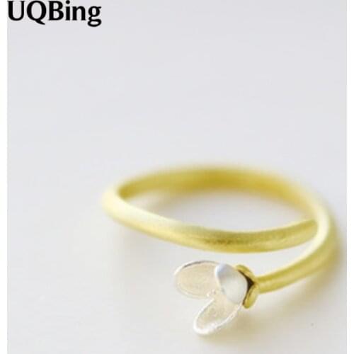 New Arrivals Gold Color 925 Sterling Silver Magnolia Flower Ring For Girl Women Rings Gift Jewelry