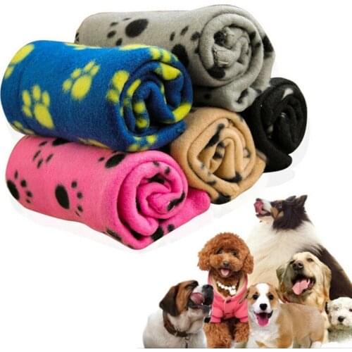 Pet Dog Cat Blanket Soft Towel Non Slip Paw Print Mat For Large Dog Puppy Bed Quilt Bath Towel Pet Car Cushion V