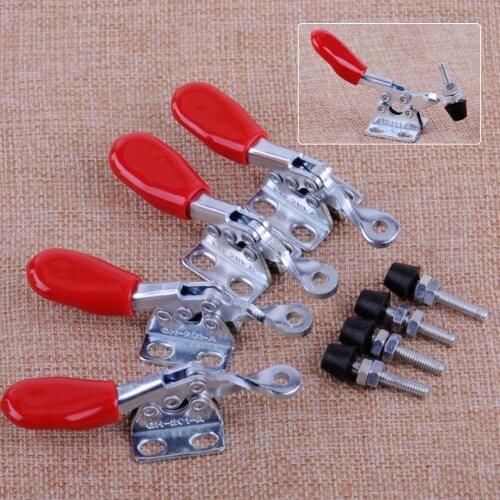 LETAOSK 4Pcs Red Handle Toggle Clamp GH-201A Horizontal Hold Quick-Release Hand Tool