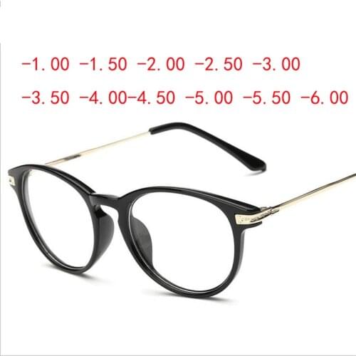 Retro Black Frame Glasses Trend Student Finished Myopia Glasses Women Men -100 -150 -200 -250 -300 -350 -400 -450 -500 -550 -600