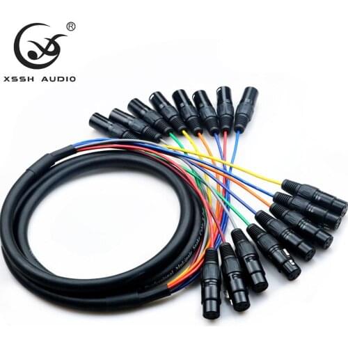 XSSH audio M/F 8 Channel Professional Multi-Media Snake Cable 8 pairs Male to Female 3 Pin XLR Balanced Audio Extension Cord