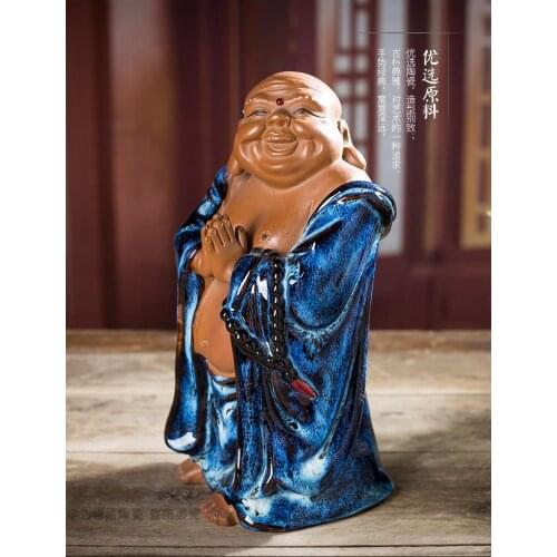 Rare Old Shiwan Kiln Laughing Buddha Big Belly Maitreya Buddha Decoration Happy Buddha Statue