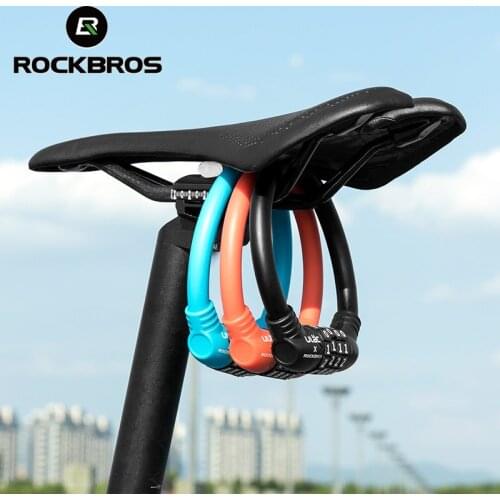 ROCKBROS Bicycle Lock Zinc Alloy PVC U Lock Steel Cable Cylinder Bike Password Lock Mini Motorcycle Helmet Lock Bike Accessories