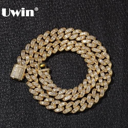 UWIN Luxury Iced Cubic Zircon Miami Baguette Cuban Link Chain Necklaces Hiphop Sqaure CZ Fashion Top Quality Mens Jewelry Chain