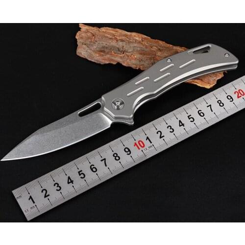 Freewolf Ball Bearing Flipper Folding Knife D2 Stone Wash Blade Grey TC4 Titanium Alloy Handle EDC Pocket Knives H0110