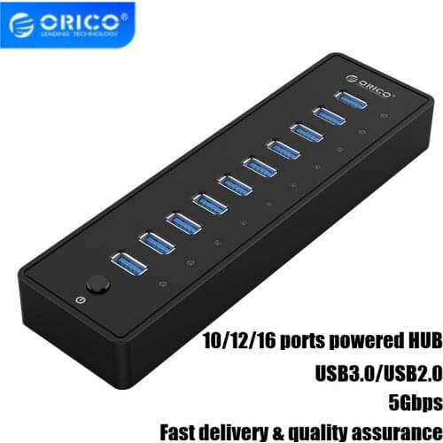 ORICO Powered USB2.0 3.0 HUB External USB Splitter Adapter 10/12/16Ports USB Expander Computer Accessories For MAC Windows Linux