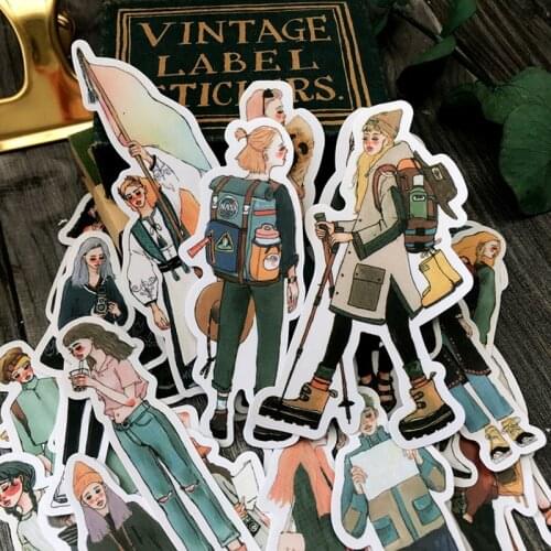 Vintage Travel Girls Stickers DIY Junk Journal Diary Planner Creative Craft Paper Scrapbooking Decorative Sticker