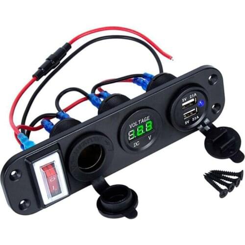 Voltmeter Car charger Digital Inner Interior With Switch Auto Cigarette Lighter Dual USB