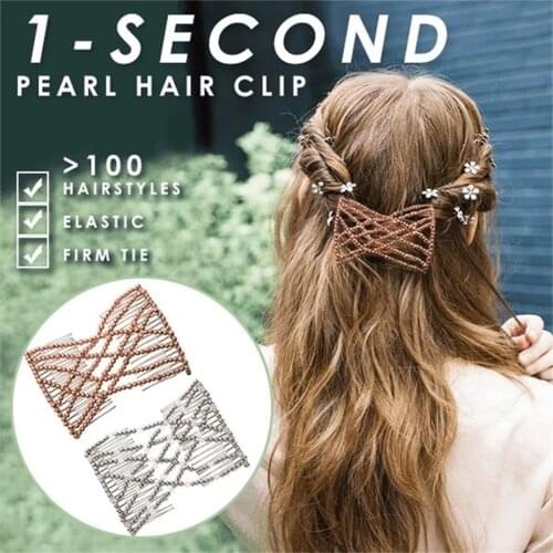 Second Girl Hair Clip Pearl Hair Clip Versatile Hair Comb Magic Comb With Drill Womens Fashion Soft Pearl Hairpin Accessories